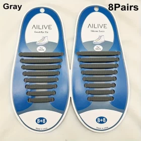 No-tie silicone shoelace gray